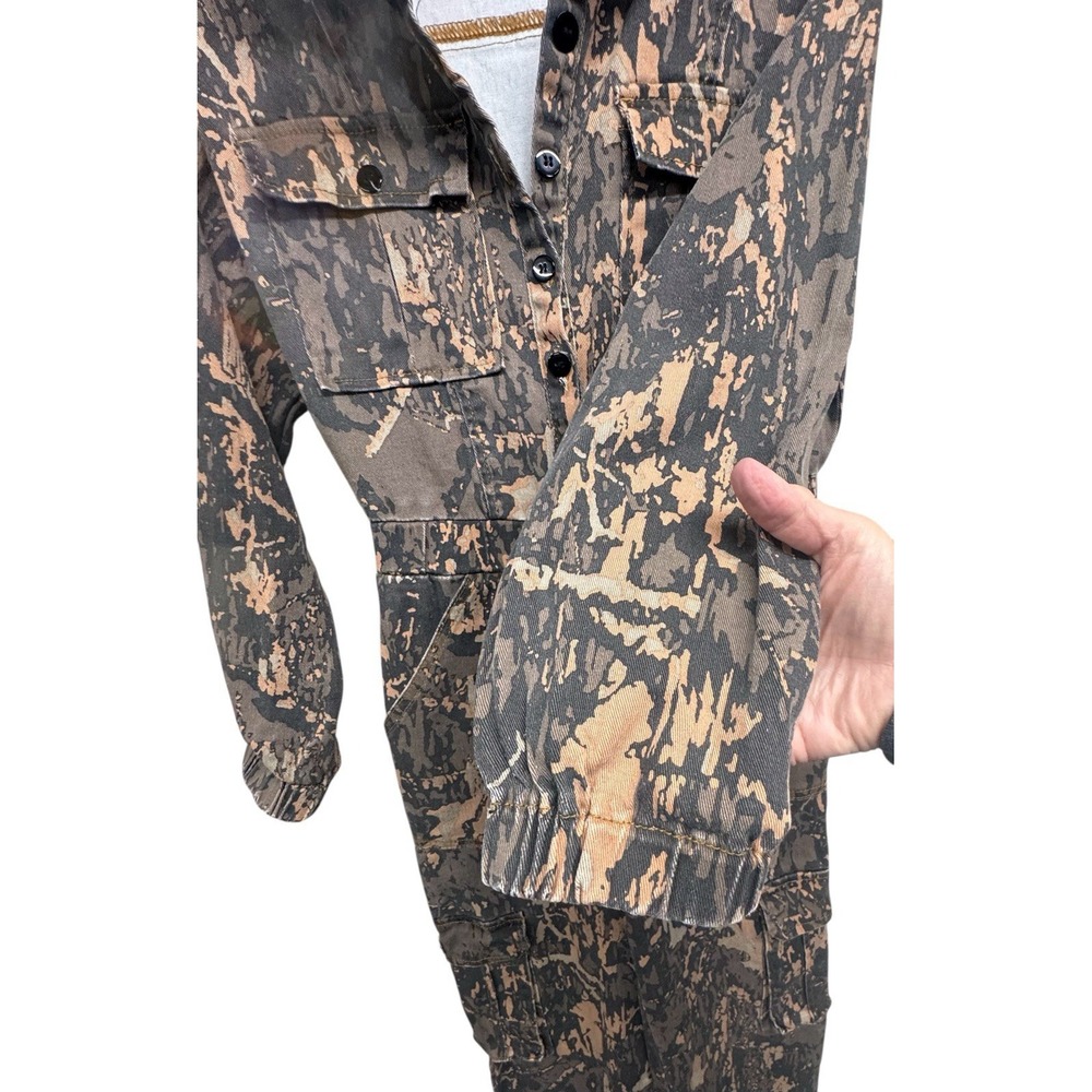 Fashion Nova Military Camouflage Cargo Jumpsuit Long Sleeve Women's Wide Leg XS